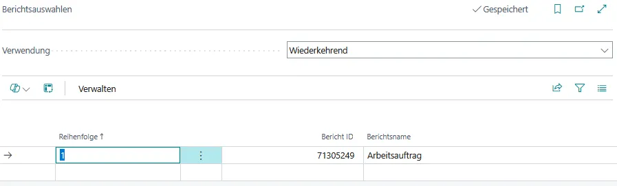Abbildung: Berichtsauswahlen