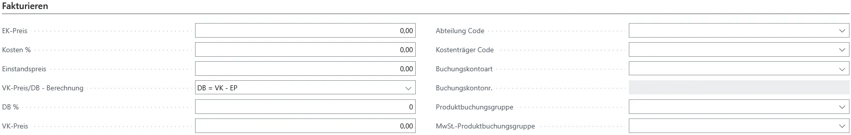 Abbildung 115: Leistungskarte, Reiter Fakturierung