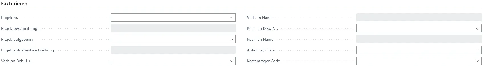 Abbildung: Arbeitsbereichskarte, Reiter Fakturierung