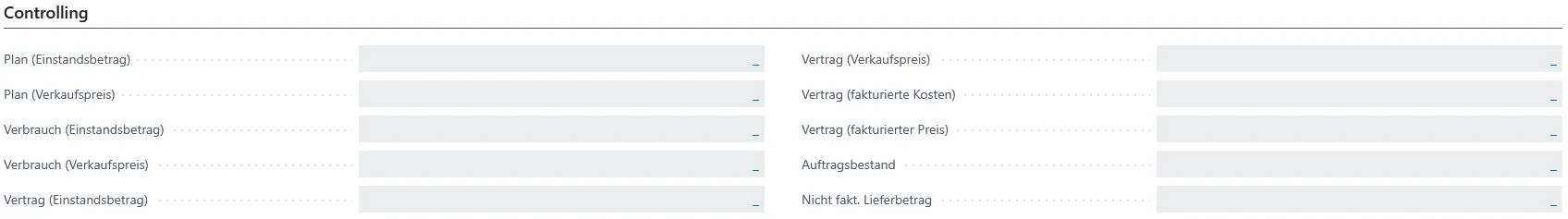 Abbildung: Arbeitsbereichskarte, Reiter Controlling