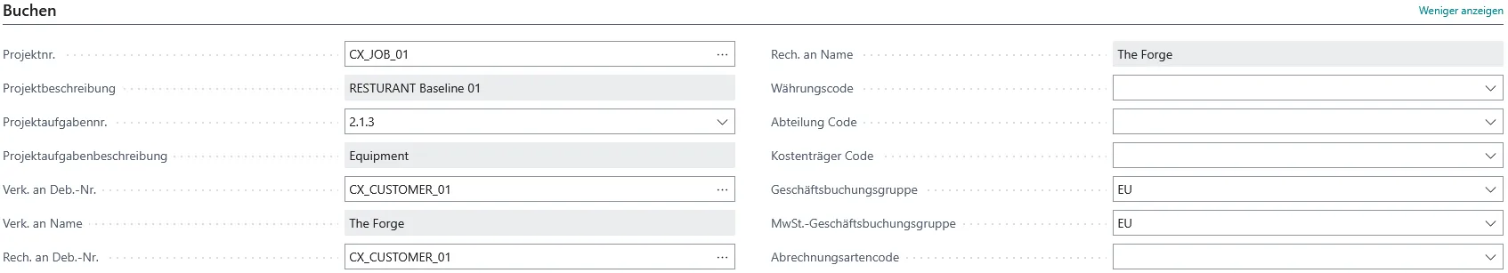 Abbildung: Aktiver Arbeitsauftrag, Reiter Buchen