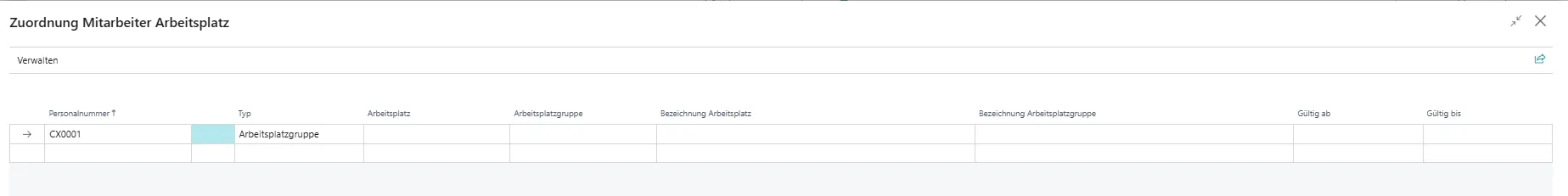 Zuordnung Mitarbeiter Arbeitsplatz Ansicht
