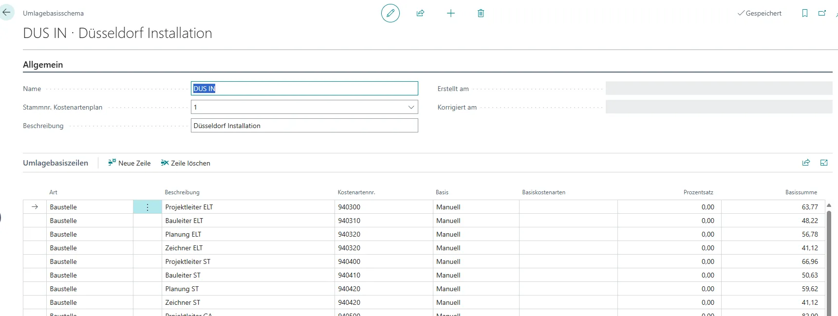Ansicht Umlagebasisschemata