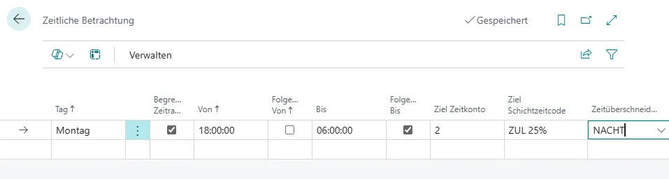 Mehrarbeits-Verrechnung zeitliche Betrachtung Ansicht