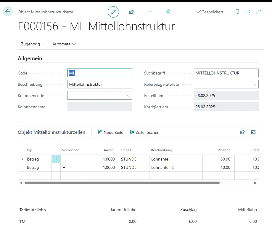 Ansicht Mittellohnstrukturkarte
