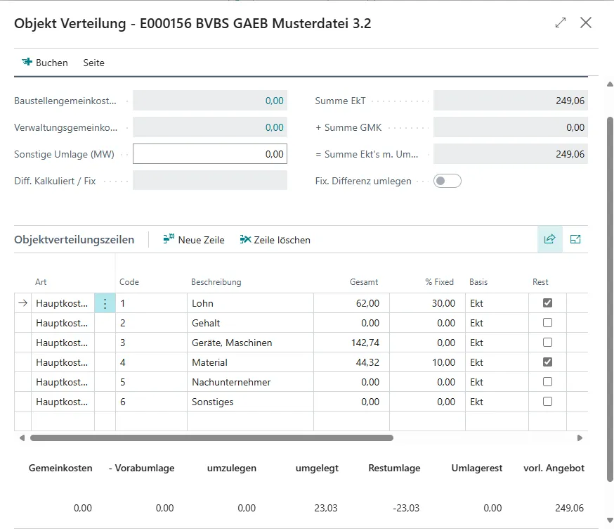 Ansicht Objekt Verteilung