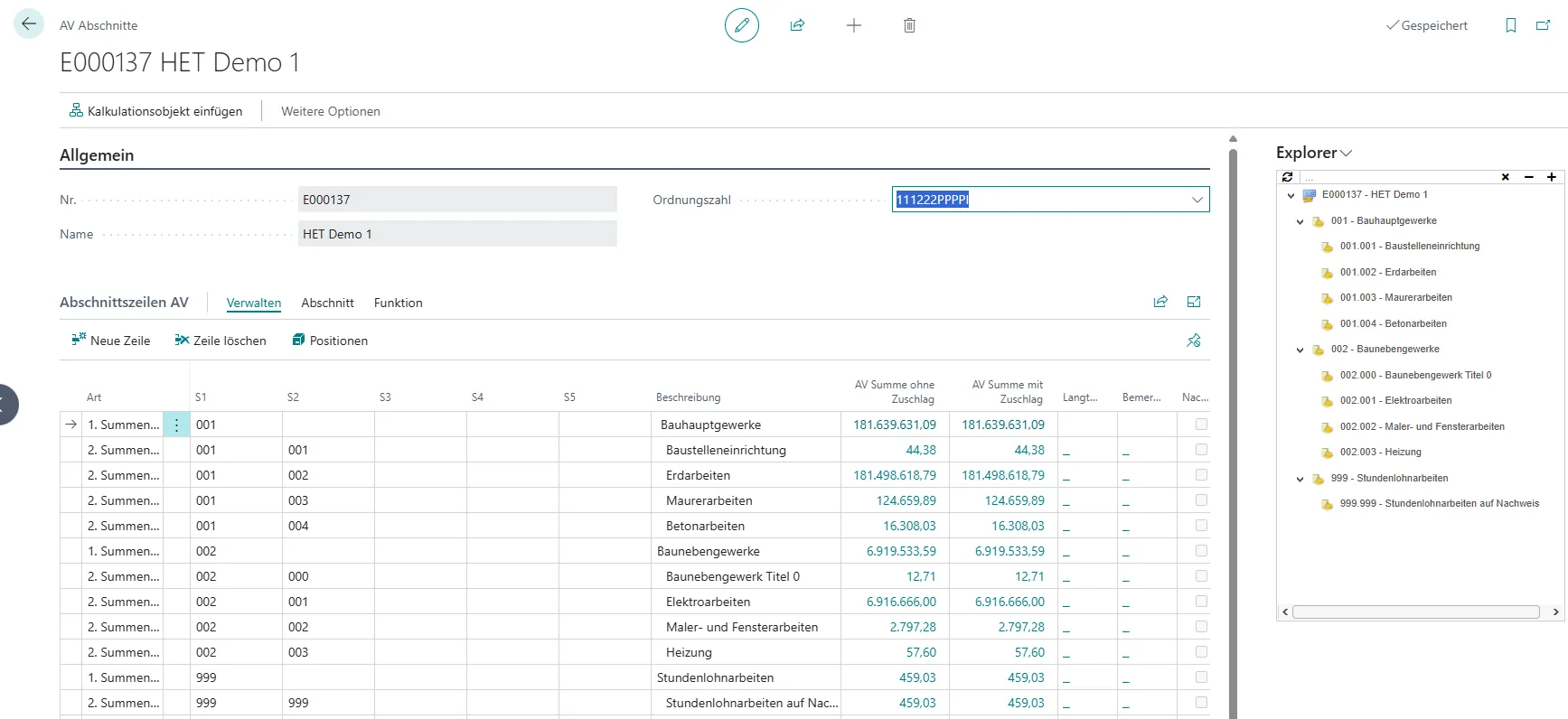 Ansicht AV Abschnitte